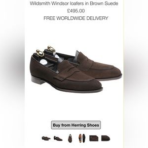 Wildsmith Windsor / Herring men’s loafer in brown suede (never worn).